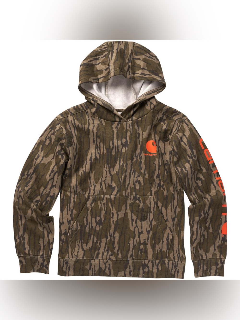Carhartt Boys' camouflage outdoor hoodie Sweatshirt Mossy Oak Bottomland sz 7